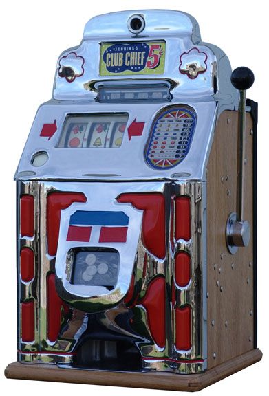 1949 JENNINGS SUN CHIEF TIC TAC TOE 5c ANTIQUE SLOT MACHINE  