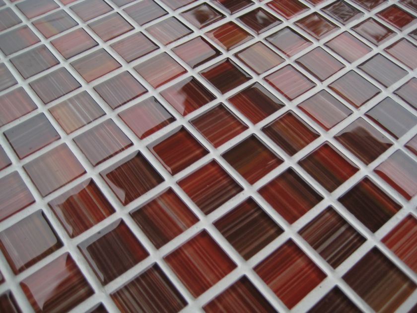 Red/Umber Glass Mosaic Tile Bathroom/Kitchen Backslpash Listello 