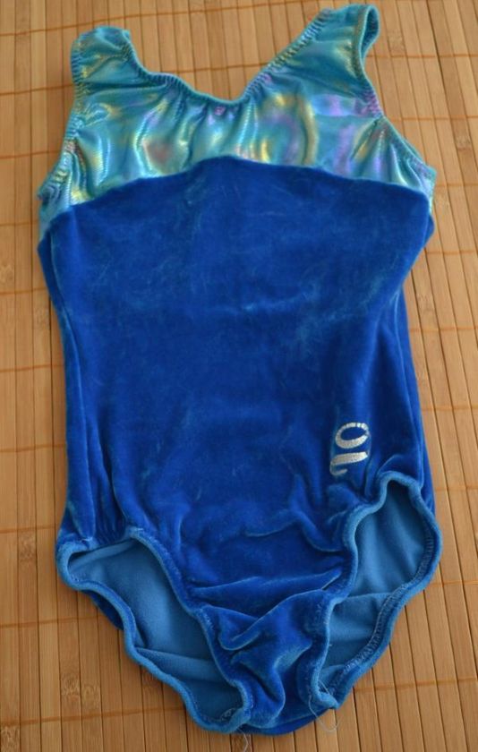 Girls DREAMLIGHT Blue Velour Foil Leotard Child 6X 7  