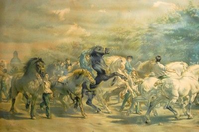 Rosa Bonheur French Horse Wranglers Herders 23X12 Old  