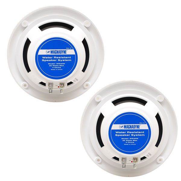 MAGNADYNE WR40W WHITE 5 INCH WEATHERPROOF BOAT SPEAKER (PAIR)  