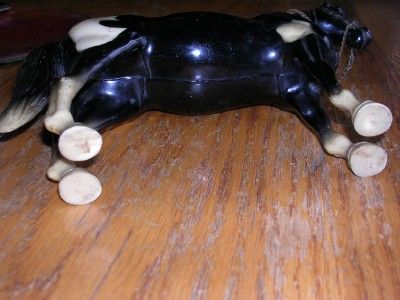 Vintage BREYER WESTERN PONY #41 with Old Snap Cinch black SADDLE Pinto 