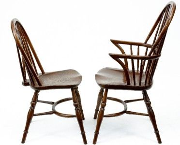 SET OF 8 ASH AND ELM WINDSOR DINING CHAIRS  