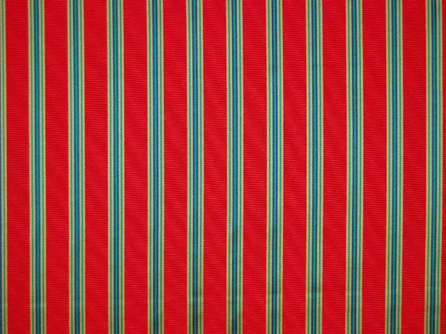 Red Taupe Navy Green Stripe Drapery Upholstery Fabric  
